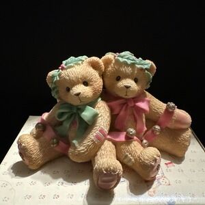1998 CHERISHED TEDDIES RING IN THE HOLIDAYS WITH ME Double FIGURINE 466301